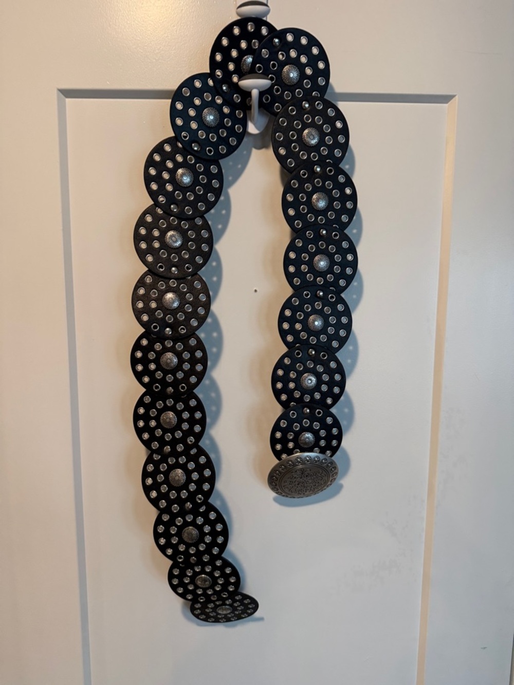 AKIRA Black Studded Circle Western Belt with Silver Conchos
